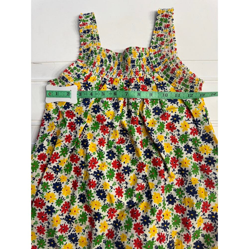 Vintage 1970s FRED ENGELMAN Smocked White Floral Poly Cotton Maxi Dress Sz M - Picture 6 of 7